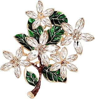 Pin Clasp Monet Leaf Brooch with Sparkling Simulated Crystal Glass Embellishments for Women and Girls in Unique Plant Shape