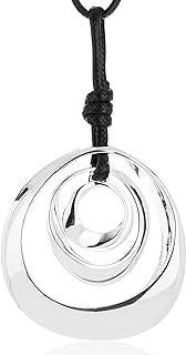 Long Pendant Necklaces Silver Pendant Natural Black Rope Chain Bohemian Necklace for Women Teens Girls with Gift Box