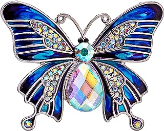 Women's Butterfly Scarf Ring Brooch with Rhinestone Gem Design, Elegant Triple Ring Back - Ideal for Chiffon Silk Scarves, Dress & Shawl Pin, Fashion Clothing Clip - Perfect Gift in Decorative Box