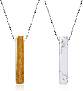 COAI Yin Yang Bar Stone Pendant Necklaces for Couples