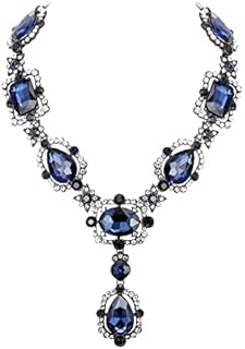 Flyonce Rhinestone Crystal Art Deco Costume Jewelry Bib Statement Chunky Collar Necklace for Women Girls