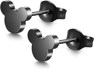 SIISPRI Stainless Steel Tiny Mouse Silhouette Button Stud Post Earrings for women girl kid earrings studs hypoallergenic earring