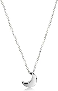 Crescent Moon Necklace High Polished Sterling Silver Pendant Necklace for Women Jewelry…