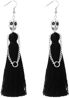 Halloween Skeleton Earrings for Women Spooky Skull Skeleton Tassel Dangle Earrings Punk Gothic Skull Earrings for Women Girls Costume Dress Up Ghost Earrings