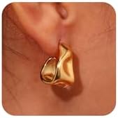 Chunky Gold Hoops Earrings for Women Trendy 14K Gold Plated Earrings Cute Huggie Hoops Hypoallergenic Earrings Jewelry Set Gifts for Women Girls