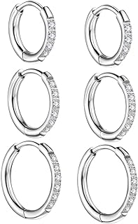 3-Pair Huggie Hoop & Stud Earring Combo with Latch Back and AAA+ Cubic Zirconia in Stainless Steel for Style Lovers in Classic Design