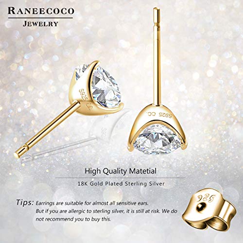 "STUNNING FLAME" 18K Gold Plated Silver Brilliant Cut Simulated Diamond Cubic Zirconia Stud Earrings