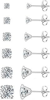 Boucles d'Oreilles Dochais en Acier Inoxydable 316L Hypoallergéniques avec Zircone Cubique Étincelante, Multi-Tailles, Idéales pour Femmes et Hommes en Toute Occasion