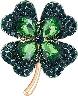 Ornaland Four Leaf Clover Brooch Pin Alloy Crystal Rhinestone Four Leaf Clover Lapel Pin Accessory for Women Clothing Bags Backpacks Jackets