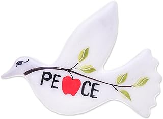 NOVICA Handmade Dove of Peace Brooch from Ceramic Pin White Thailand Nature Bird [1.6 in L x 2 in W x 0.4 in D] 'Dove'S Message'