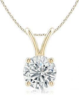 The Diamond Deal .25-1.00 Carat Round Shape Brilliant Solitaire Lab-Grown Diamond Solitaire Pendant Necklace For Women Girls infants | 14k Yellow or White or Rose/Pink Gold With 18" Gold Chain