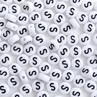 Letter Beads for Bracelets Making 200 Pcs 4x7mm Alphabet Beads for Bracelets Acrylic Beads for Jewelry Making Friendship Bracelet Letters for Crafts (S Black Letter Beads)