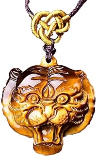 Tiger's Eye Pendant Hand Carved Tiger Head Necklace With Chain Lucky Amulet Fine Crystal Jewelry For Women Men Gift