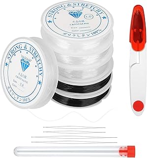 CoKeeSun Bracelet en Perle de Rocaille Parfait pour Artisanat DIY, Fait de Fil Élastique Incassable, Taille 0.5mm-1mm, Élastique et Transparent, Pour Hommes et Femmes Passionnés de Bijoux