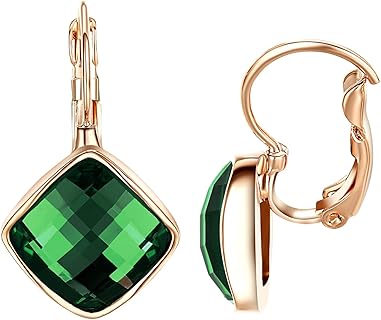 Boucles d'oreilles émeraude Vissen avec zirconium plaqué or, taille 3,0 cm*1,7 cm. Convient aux femmes pour anniversaires, mariages, et autres occasions spéciales