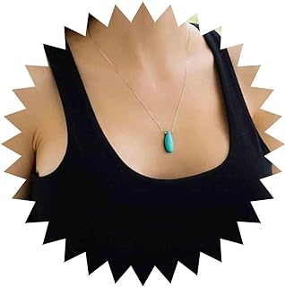 Cable Chain Native American Choker Necklace with Turquoise Pendant for Women and Girls - Vintage Design