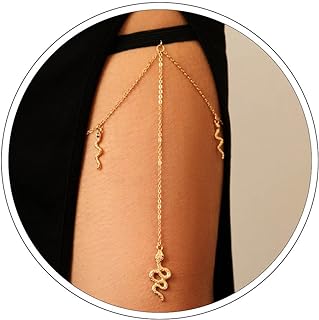 Boho-style Alloy Snake Body Chain by Zeshimb | Adjustable Thigh Garter with Gold Serpent Design | Stylish Beach and Bikini Accessory for Women