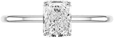 1.50 CT Radiant Cut Moissanite Engagement Ring Wedding Bridal Ring Set, Diamond Ring, Anniversary Solitaire Halo Accented Promise Vintage Antique Gold Silver Ring For Her (4.5)