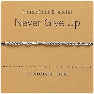 Morse Code Special Meaning Beaded Cylinder on Silk Cord Bracelets with Secret Inspirational Message Card for Women Men Jewelry Unique Gifts