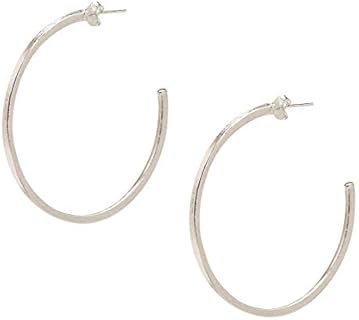Perfect Square Tube 1.75 inch lightweight Hoop Earrings in Brushed Finish Silver Plated
