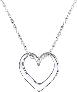 925 Sterling Silver Heart Pendant Necklaces,18K Gold Short Heart Necklaces Jewelry Collection Love Open Heart Chain Necklace Anniversary Birthday Gifts for Wife,Jewelry Gift for Women Mom Girlfriend Girls Her (16"+2")