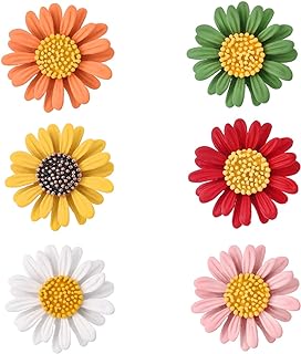 MEEDOZ Multicolor Enamel Daisy Flower Lapel Jewelry Brooch Pin Set for Women Clothes Collar Dress Scarf Bag Daily Decoration
