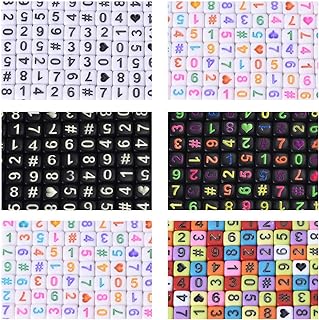 500 Pieces Mixed Color Acrylic Number Beads 0-9 Colorful Beads for DIY Jewelry Making Bracelets Necklaces Key Chains Handmade Gift 6mm (A571)
