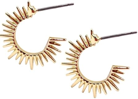 Spike Huggie Hoops - 16k Gold Plated and Silver Plated Tiny Hoop Earrings – Small Size 0.60” - Iconic Sun Spike shape - Huggie Earrings for Women