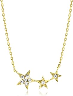 14K Gold Plated Star Pendant Necklace with Cable Chain, Zircon Gem - Gift for Her, Mom, Wife, Sister
