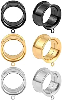 3 Pairs Set DIY Tunnels Plugs Gauges for Ears Piercing Jewelry Black Gold 2g 0g Stainless Steel Ear Dangle Accessories For Women Mens