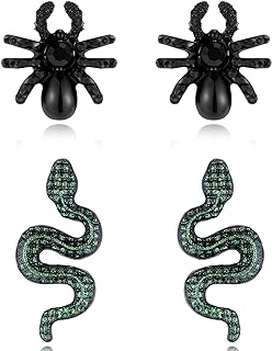 Push-Back Hypoallergenic Earrings Set, Lightweight Plastic Spiderman and Snake Stud Earrings, Perfect for Women with Sensitive Ears - Uniquely Designed Animal Themed Studs