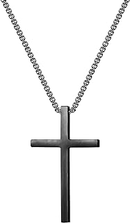 Cross Necklace for Men and Women | Silver/Gold/Black Simple Stainless Steel Cross Pendant Necklaces|Chain Necklace Gifts for Faith Religious Girls Boys