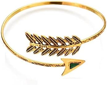 Upper Arm Bracelet Band Cuff Bangle Coil Bracelet Simple Swirl Leaf Gold Armband Boho Jewelry for Women Girls-Arrow Gold