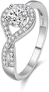 Uloveido Teardrop Shape Hollow Swirl Infinity Rings Round Cubic Zirconia Wedding Engagement Rings WX022