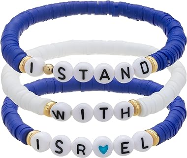 3PCS Isr-ael Flag Friendship Bracelet Handmade Peace and Freedom Elastic Bracelet Women Men