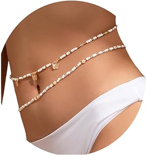 Beads Waist Bikini Chain Gold Boho Butterfly Belly Chains Layered Body Chain Beach Tassel Stretchy Stomach Jewelry for Women