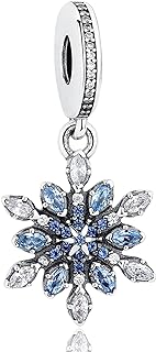 NINGAN 925 Sterling Silver Diamond Charm Bracelet with Cubic Zirconia - Skull, Snowflake, Anchor, Smile Designs for Women and Girls