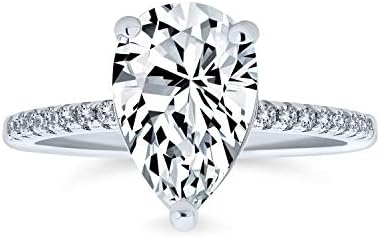 Teardrop Halo Engagement Ring with Cubic Zirconia for Women, Pear Shape Design - Exquisite 2.5-7 CT Statement Piece, Rose Yellow 14K Gold Plated on Sterling Silver