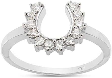 SAVEARTH DIAMONDS 1/4 Carat Lab-Created Moissanite Horseshoe Engagement Ring in 14K Rose Gold Plated Silver, Round-Cut, Prong Set (G-H Color, VVS1 Clarity, Size 4)