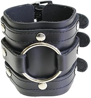 Leather Wide Triple Strap Cuff Wrap Gothic Wristband Buckle Fastening