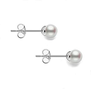Rakumi Tiny Pearl Studs Earrings Sterling Silver 3mm Round AAAA White Freshwater Pearl Earrings Studs