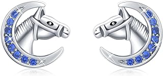 ECHOOY Horse Stud Earrings 925 Sterling Silver Cute Horse Earrings Hypoallergenic Lucky Horse Jewelry Gifts Horse Lover Gift for Women Girls Teens Birthday Valentine's Day Gift