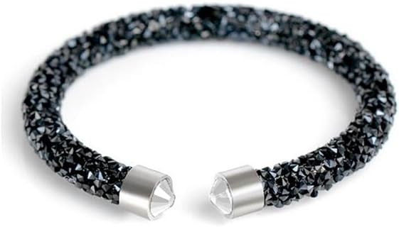 Crystal No-Clasp-Type Alloy Bangle Bracelet with Rhinestone Details for Women-Trendy Sparkly Style