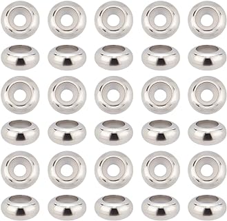 PH PandaHall 35pcs Stopper Beads 304 Stainless Steel Spacer Beads 10mm Rubber O Rings Insert Rubber Locating Ring for DIY Bracelet Necklace Jewelry Making Accessories Hole: 3mm