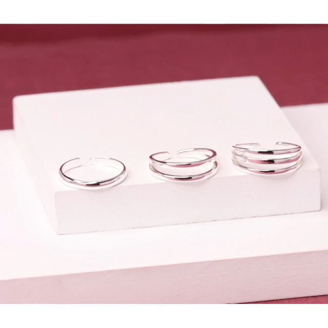 LeCalla 925 Sterling Silver Minimalist Toe Rings Set Simple Open Adjustable Toe-Rings for Women
