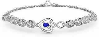 FAUX SILVER 0.16 Cttw Round Cut Natural Diamond (Color: H-I,Clarity: I1-I2) | Designer Infinity Heart Charm Bracelet for Women | Crafted In 925 Sterling Silver