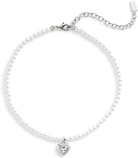 COACH Womens Stone Heart Pearl Choker Necklace
