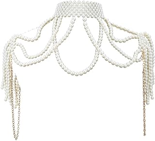 Glamorous Pearl Shawl Body Chain with Non-Precious Metal, Elegant Chinese Design for Summer Beach Parties, Nightclub Events, and High-end Social Gatherings