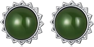 Genuine Jade Stud Earrings in 925 Sterling Silver with Push Back Mechanism for Women - Versatile Elegance Design Suitable for All Outfits