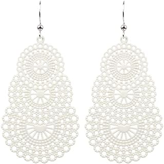 Fashion Colorful Hoop-shaped Hollow Lightweight Dangle Earrings Hypoallergenic Bohemian Boho Style Danglers Dangling Eardrop Earrings For Women Girls